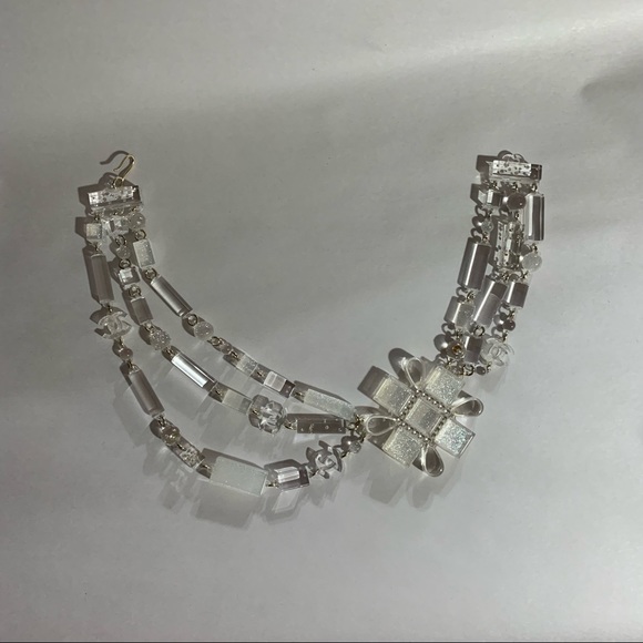 RARE! auth CHANEL triple strand CC logo Italian Resin STATEMENT bib NECKLACE A94 - Picture 4 of 16
